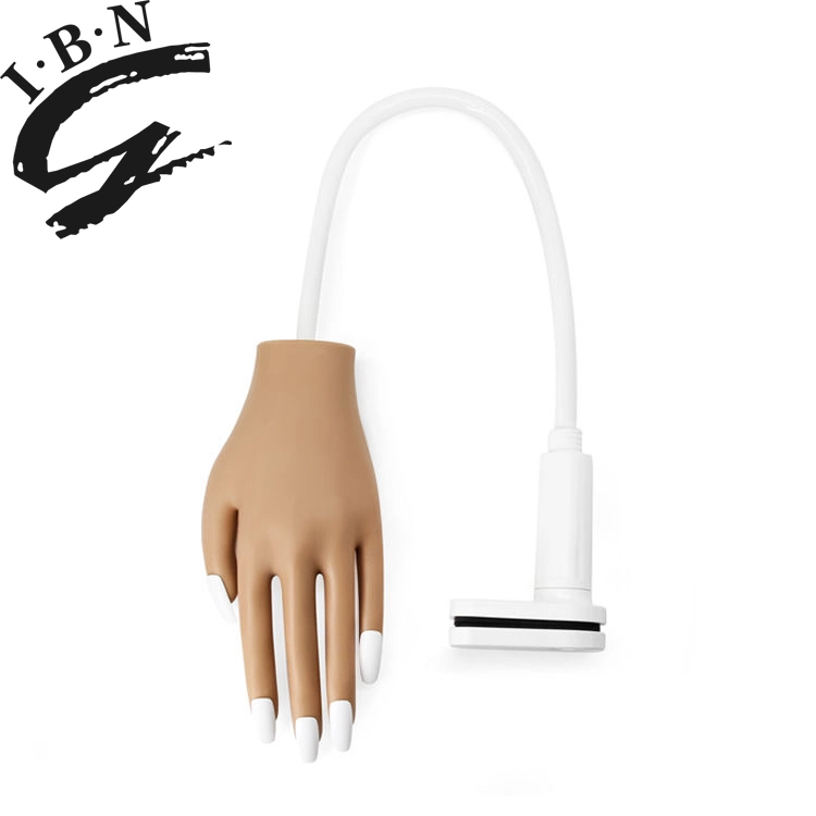 Brown Silicone Artificial Prosthetic Manicure Nail Art Practice Hand