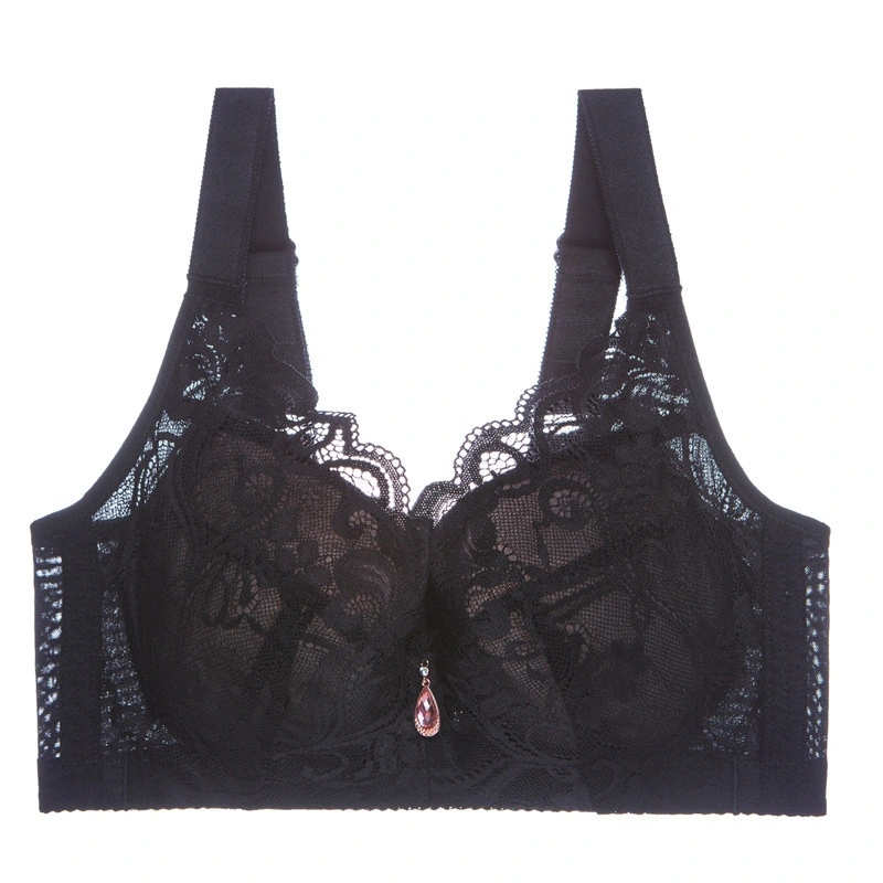 Soutien-gorge sexy pour femmes avec dentelle brodée antidérapante, push-up, grande taille et lingerie.