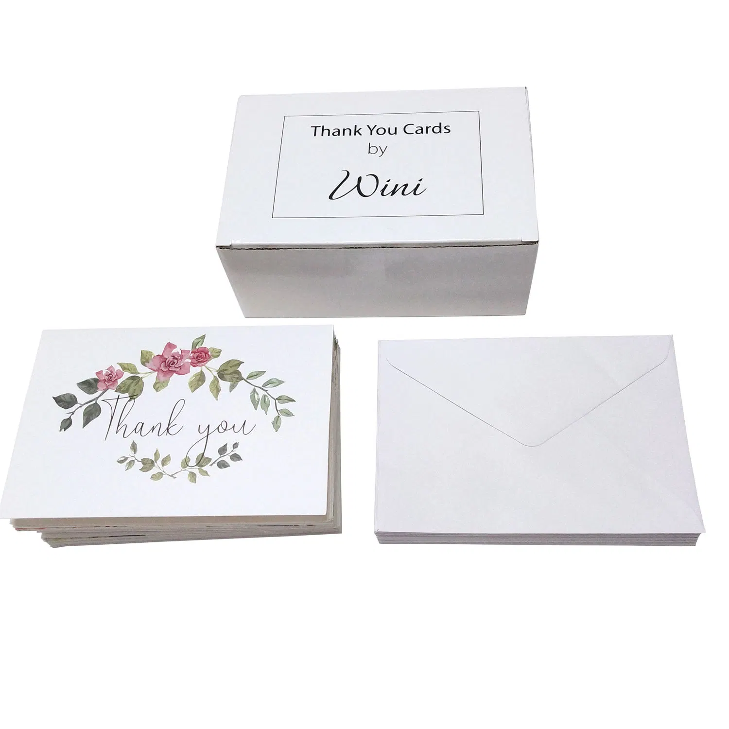 Hot Selling impression blanc Business cartes de remerciement avec Enveloppe