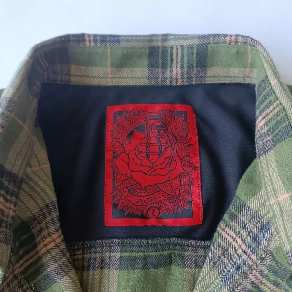 New Designer Custom Stitching Mesh Breathable Quilted Plaid with Glass Cloth Back Opening Men Flannel Shirt