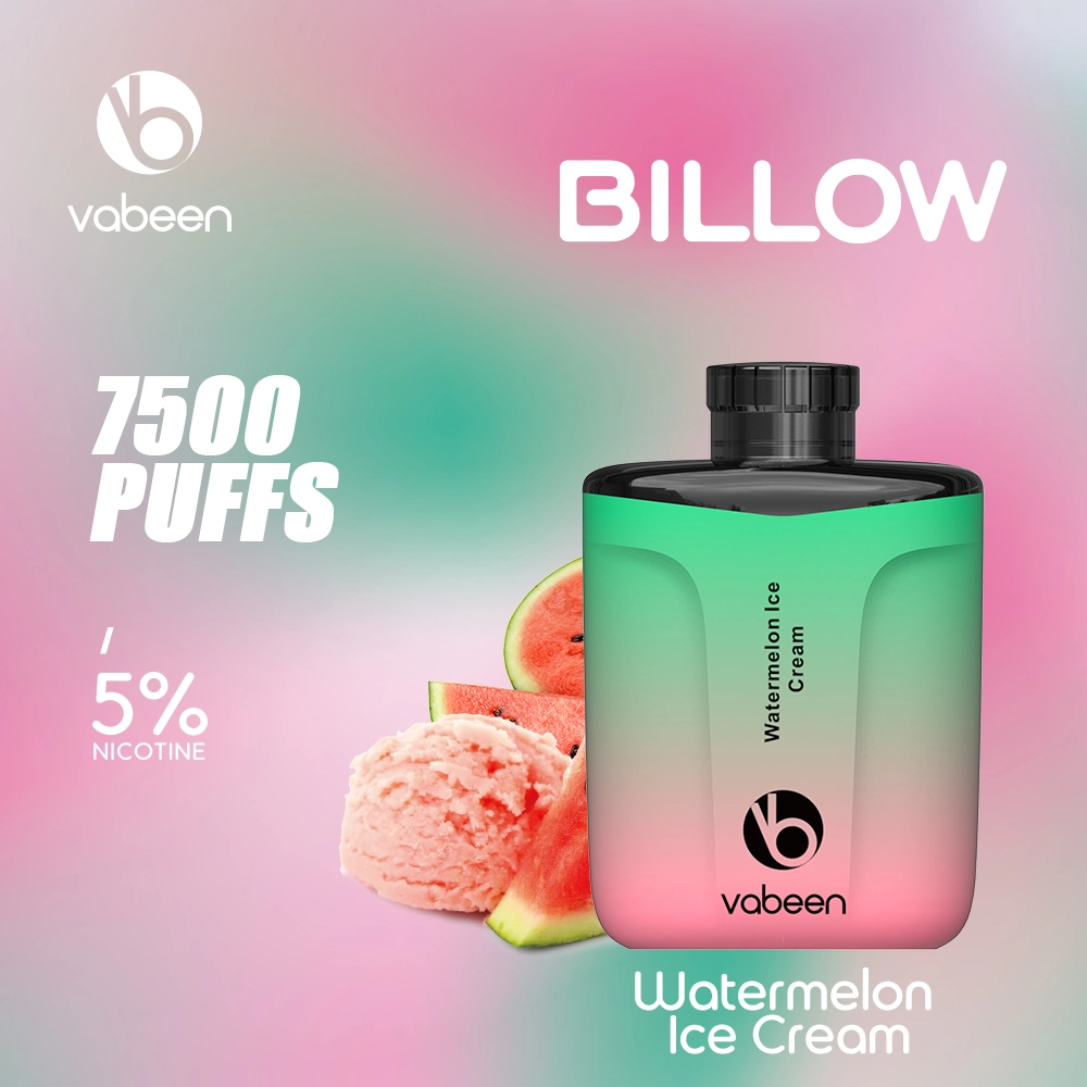 Una muestra gratis 2022 la venta el 15 de sabores originales de fábrica de flujo de aire ajustable Vabeen 7500bocanadas Billow Vape desechables