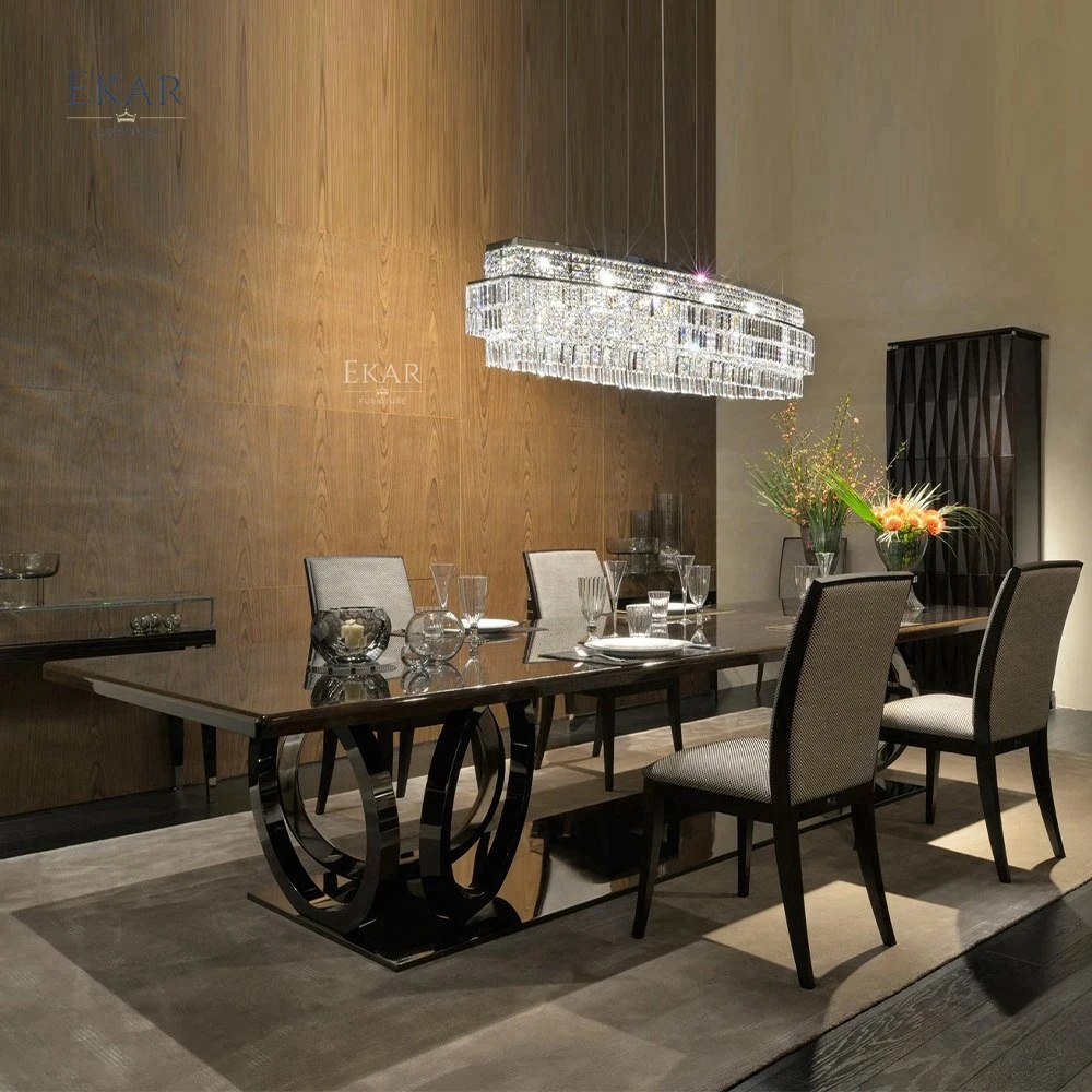 Alta qualidade de grande luxo 8 Lugares Conjunto de mesa de jantar moderna
