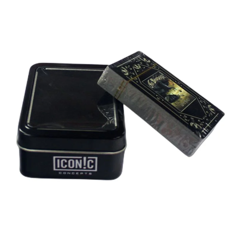 Custom Small Rectangular Black Mint Candy Packaging Metal Playing Cards Tin