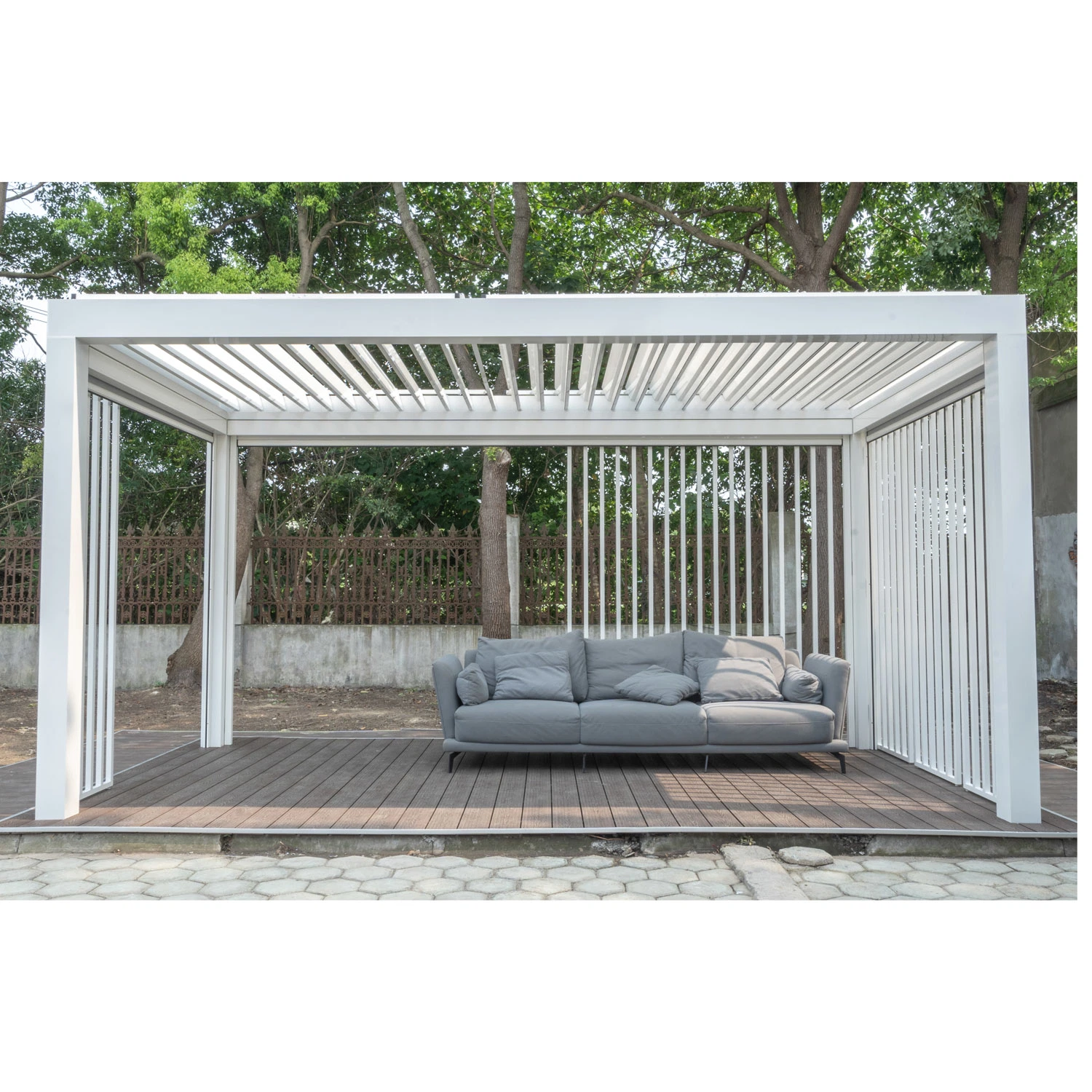 Jardín Metal Pergola Pabellón de aluminio exterior Gazebo impermeable con Louvre