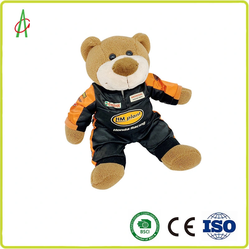 Novo fato de ciclismo personalizado Creative Plush sitting Toy Racing Oferta Urso de Teddy