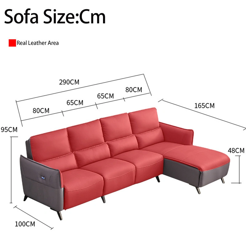 Usine directement Accueil canapé en cuir d'alimentation Coupe Set de chargement USB fonction électrique fauteuil relax canapé