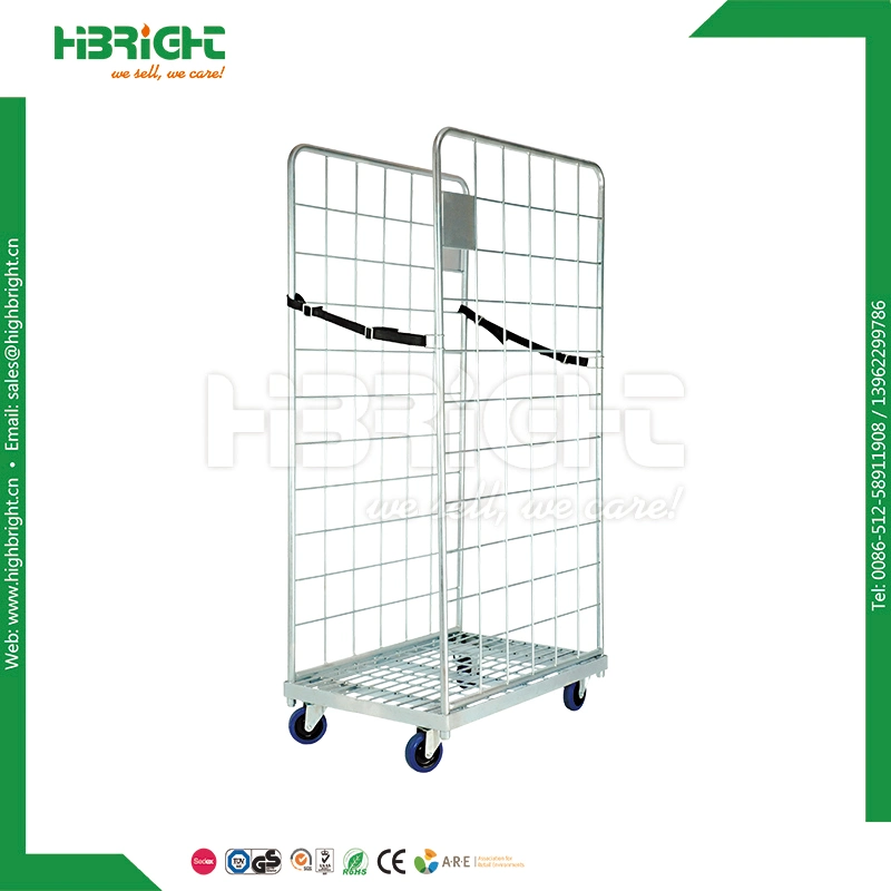 2 Sided Metal Foldable Wire Roll Container Trolley