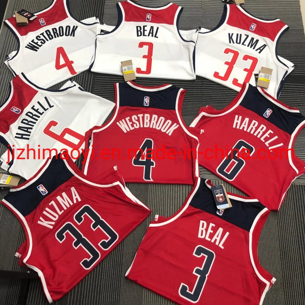 Wholesale/Supplier 2022 N-B-a 75th Anniversary Diamond Washington Wizards Jersey White Red Jersey Swingman