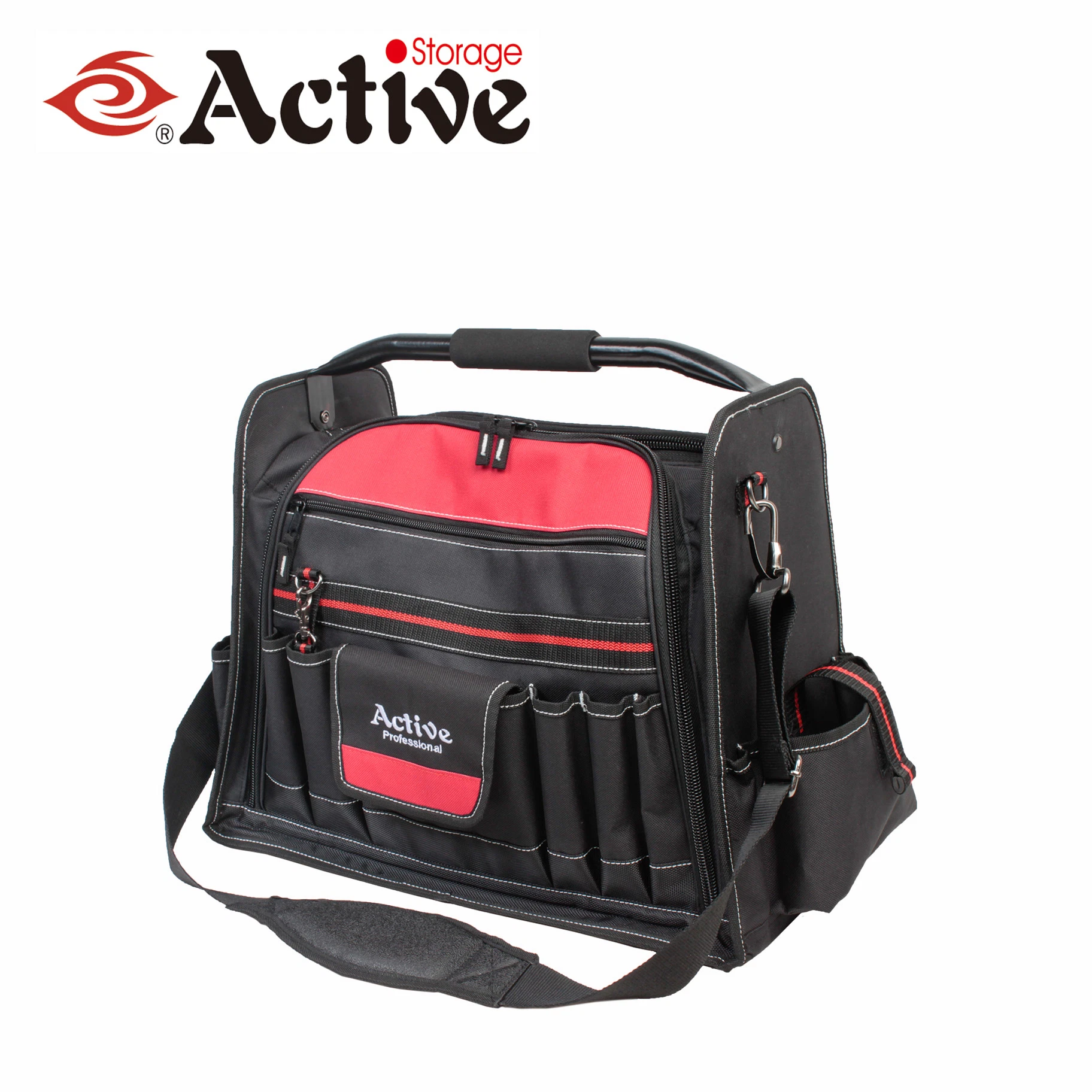 Heavy Duty Large Capacity Polyester Tool Bag with Tubular Handle and Adjustable Shoulder Strap