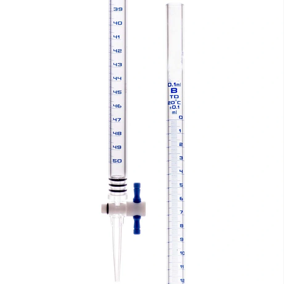 Lab Disposables Glass Measuring Burette with Glass Rubber PTFE Stopcock