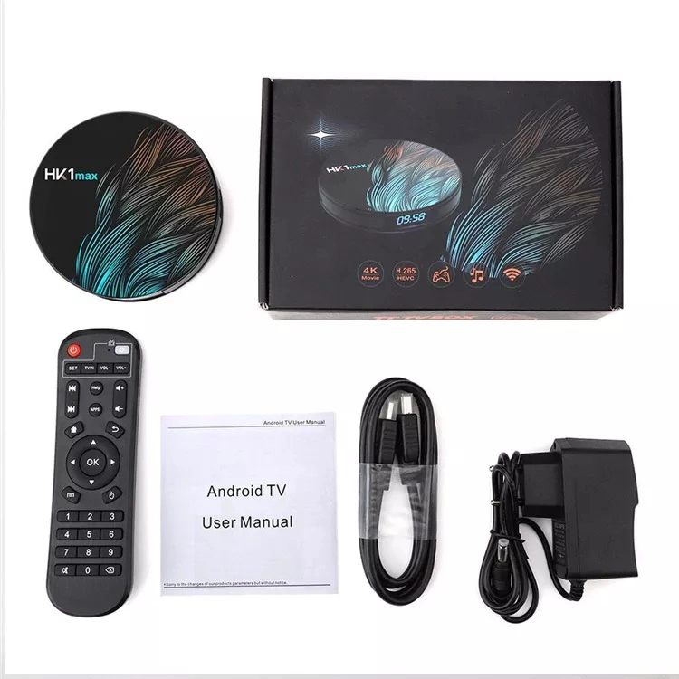 Android 10.0 Box with IR Remote Control 2GB/16GB HK1 Max 2.4G/5.8g WiFi Bt 100m Rk3318 Quad-Core Smart TV Box