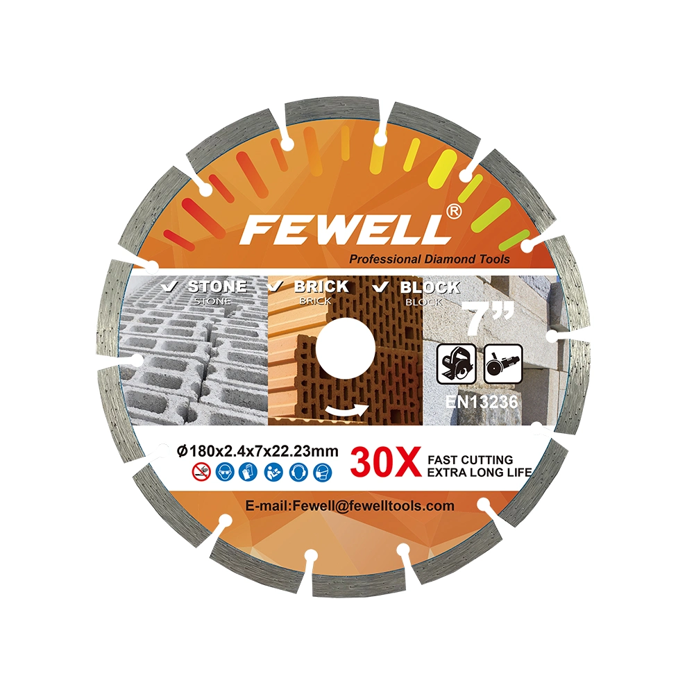 180*2.4*7*22.23mm 7inch Cold Press Segmented Diamond Saw Blade for Cutting General Purpose Stone Brick and Concrete