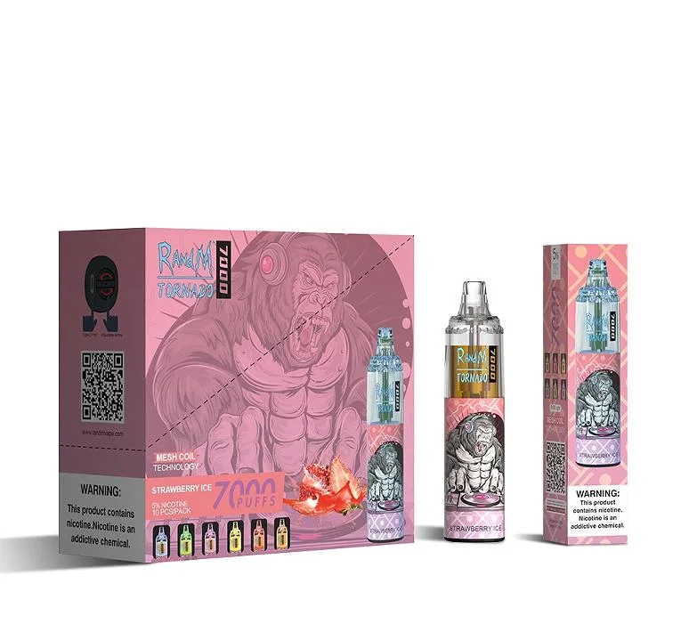 Stylo Vape jetable 7000 puffs 0%2% 5% saveur de fruits de nicotine Randm Tornado