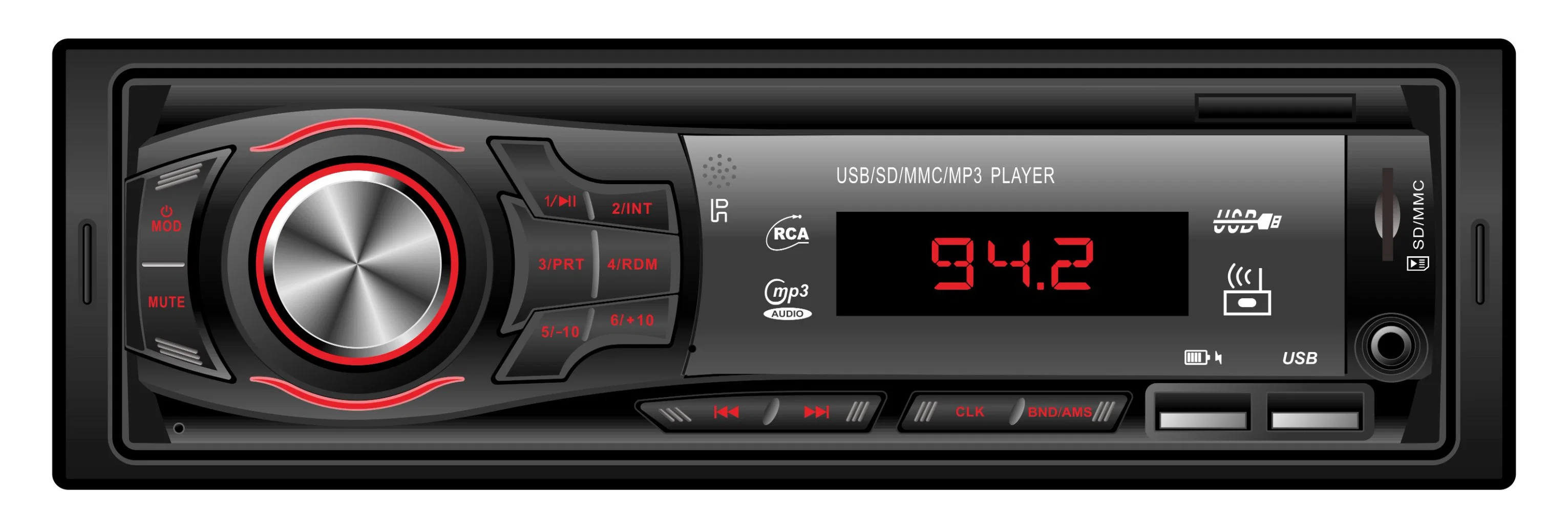 Única unidade da cabeça de automóveis DIN Multimedia player de áudio MP3