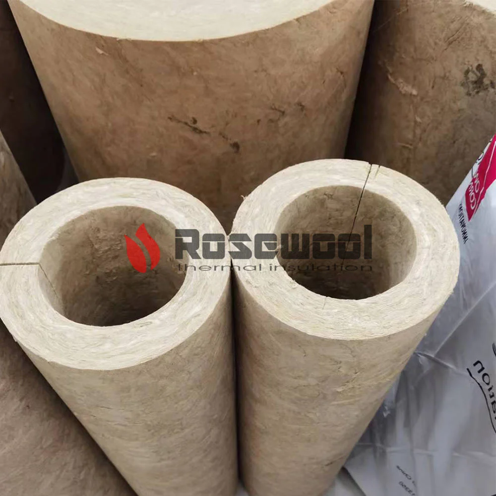 Rosewool 60-150 كجم/م³ مواد امتصاص الحرارة المادة Rockwol الأنبوب