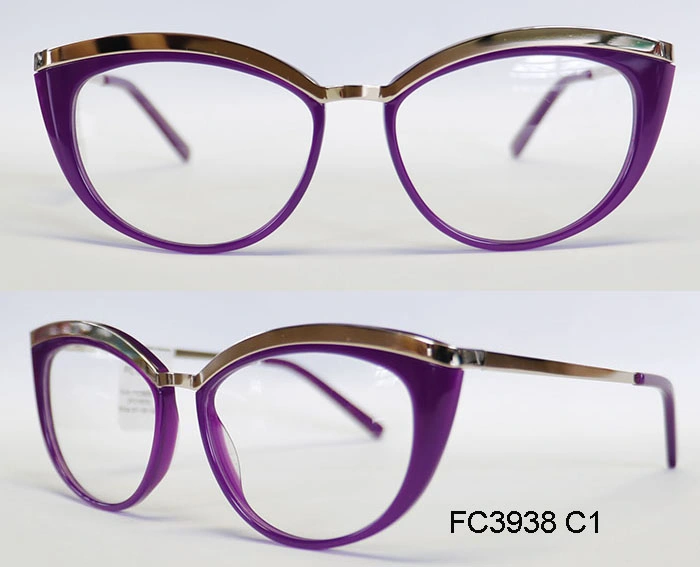 Acetate Frame for Lady with Metal Prescription Brand Glasses Optical Frames