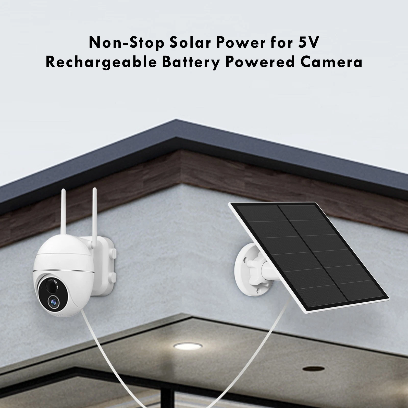 Panneau solaire 5 W pour caméra de sécurité sans fil d'extérieur, panneau solaire étanche alimentation continue pour caméra de surveillance à batterie rechargeable, port micro USB