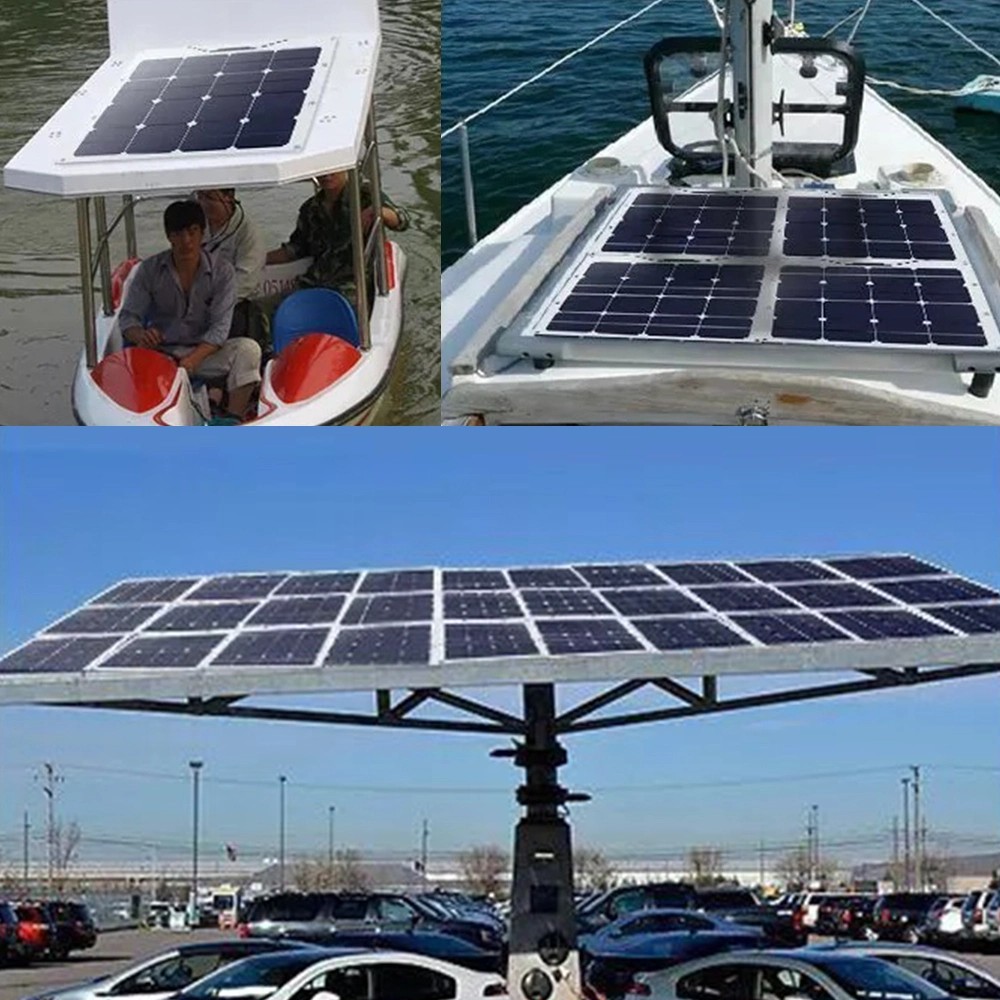 Waterproof IP68 Extremely Flexible Solar Panel 55W 12V Mono Solar Cell Plug and Play Design Ultra Thin, Lightweight