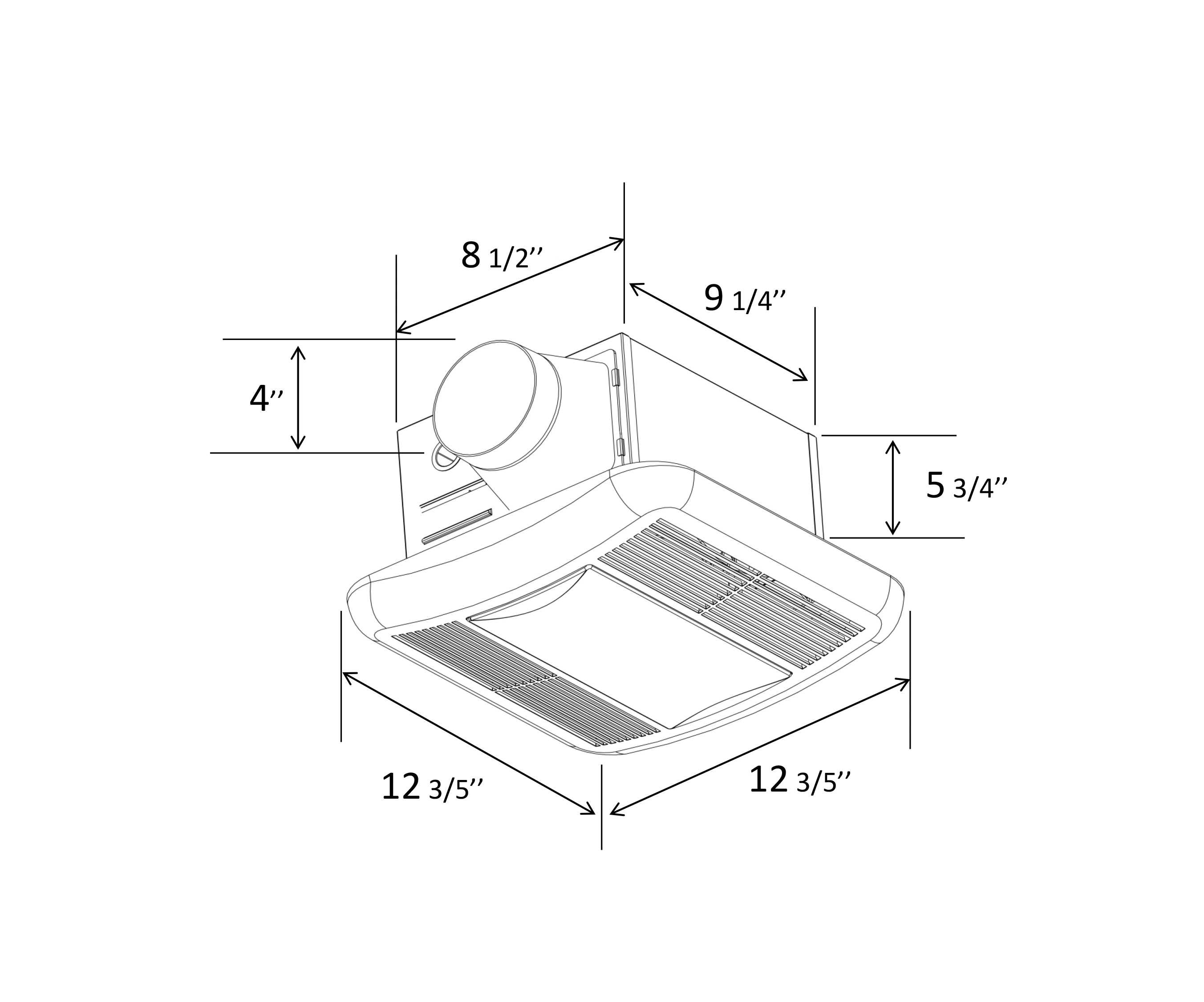 UL Lighting Bath Fan 80cfm 0.8 Sone Super Quiet