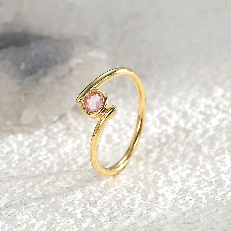 Nuevo diseño de moda mayorista latón chapado en oro rosa irregular el anillo de zirconio joyas para mujer