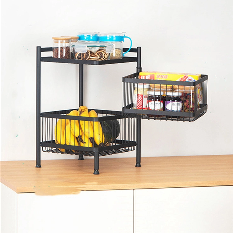 Carrinho 3-Tier bem feito Metal frutas e vegetais Display racks Prateleiras de armazenamento de cozinha para legumes e fruta