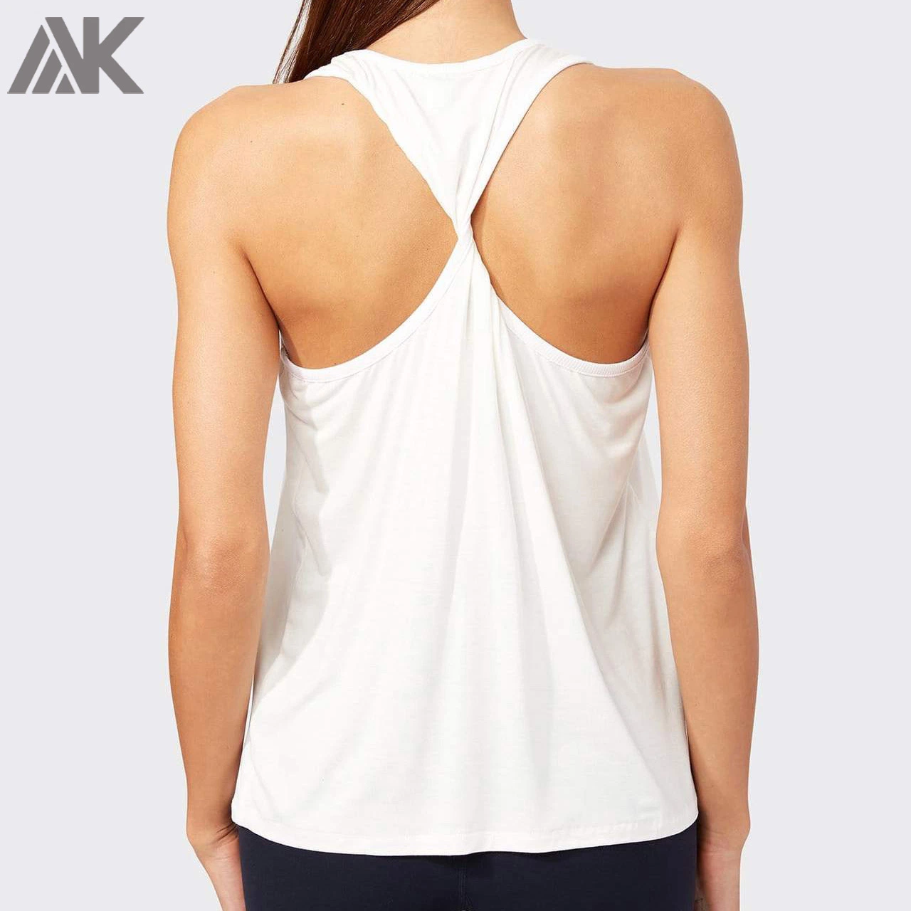 Custom Loose Cotton Twist Back Crew Neck Womens Athletic Works Tank Top