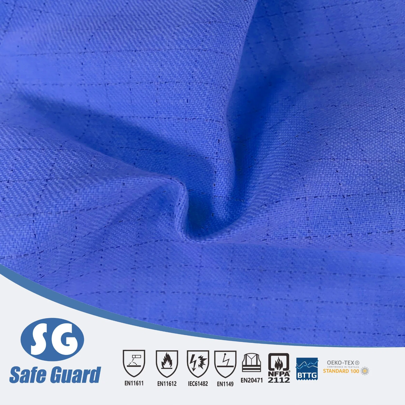 220GSM En11612 Modacrylic Cotton Anti-Static Inherent Flame Retardant Fabric for Safety Shirt