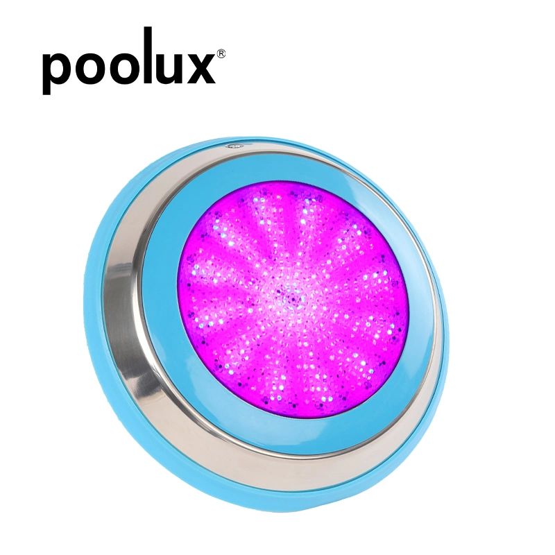 Poolux 2023 Nuevo IP68 RGB 12V 304 Acero inoxidable Submarino Lámpara de piscina LED de resina Lights de piscina finas