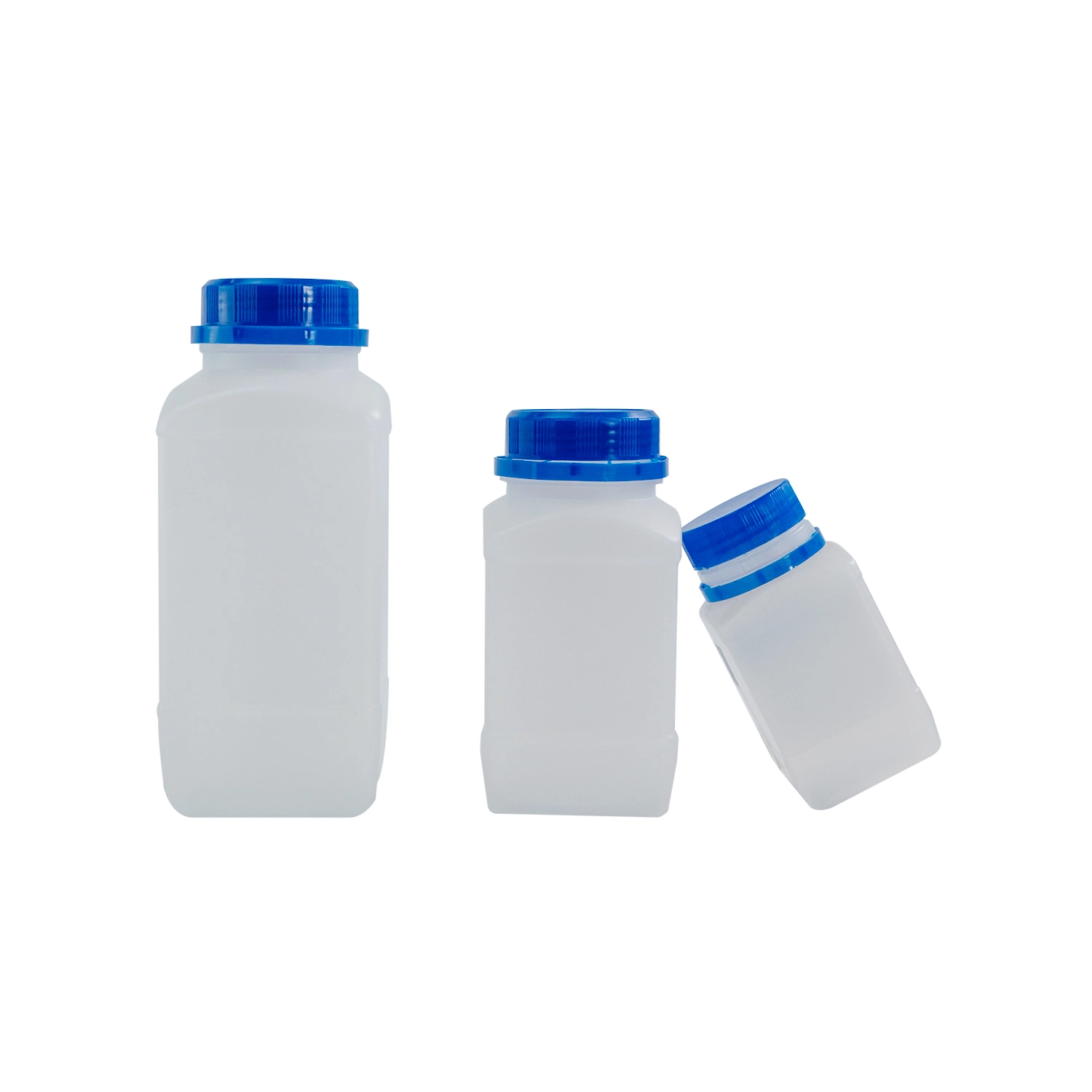 Lab Plasticware Chemical Wide Mouth Sample Liquid Storage Container Blue Cap Plastic Reagent Bottle