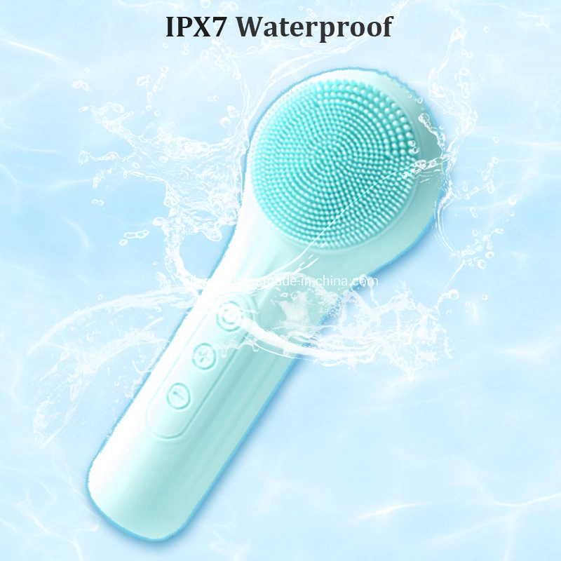 Home Facial Gadgets Silicone Brush EMS Microcurrent Mini Vibrating Facial Massager Waterproof Ipx7 Skin Care Cleaning Heat Massager