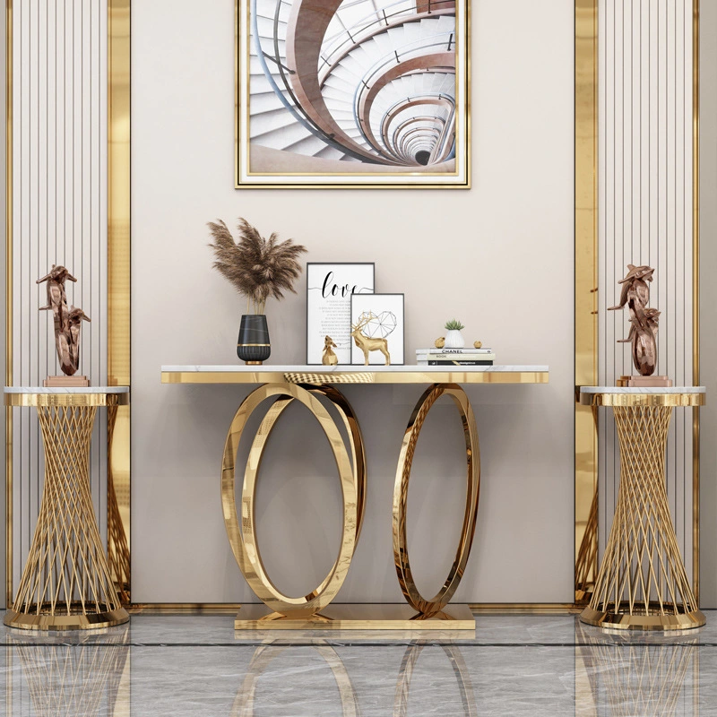 Foshan Living Room Luxury Metal Console Mirrored Hallway Table