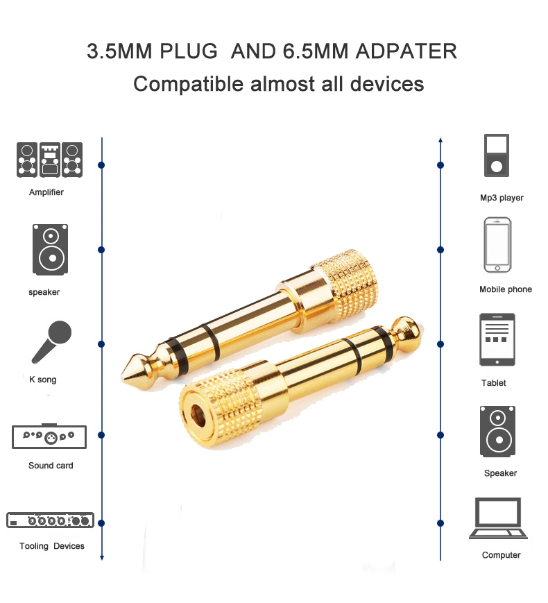 El precio barato al por mayor de la fábrica de alambre de 6,5mm amplificador de potencia auxiliar auriculares auriculares auriculares auriculares Tarjeta de sonido Karaoke