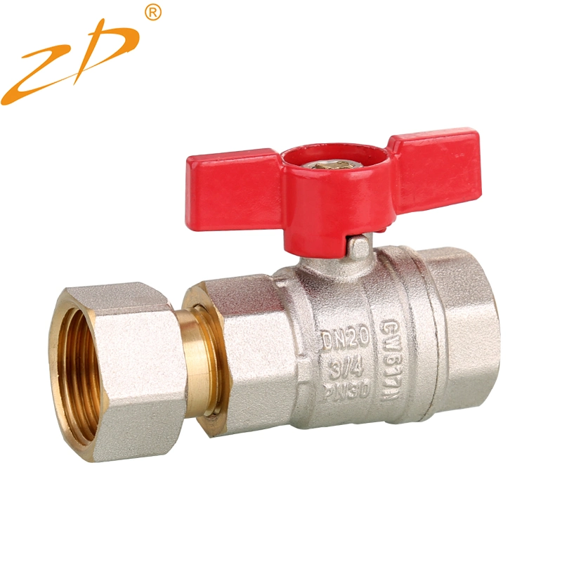 Female Nickel Surface Butterfly Handle Ball Valve with Flexible Connector