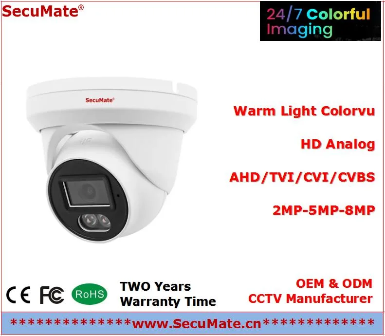 1080P Ai Starvis Starlight Sony290 Sensor Smart Warm White LED Colorful Night Vision Dome Security CCTV Ahd Video Camera