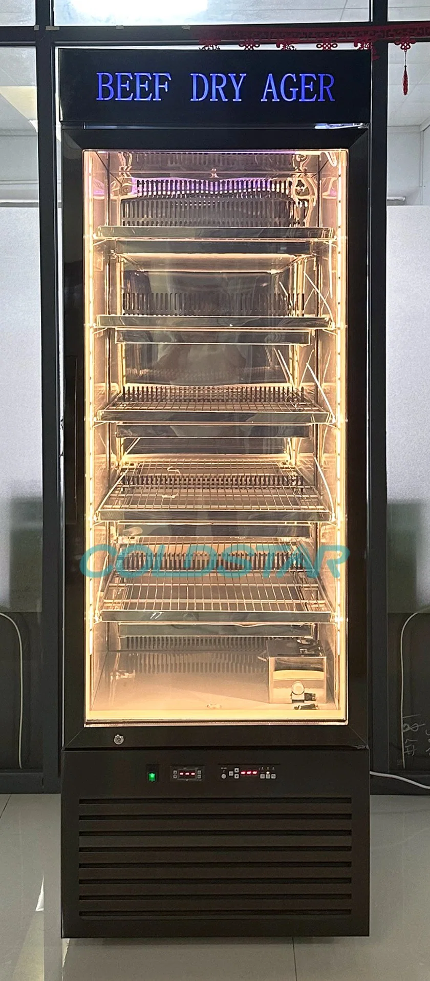 Restaurant Equipment Dry Age Fridge Vertical Transparent Glass Beef Dry Cabinet