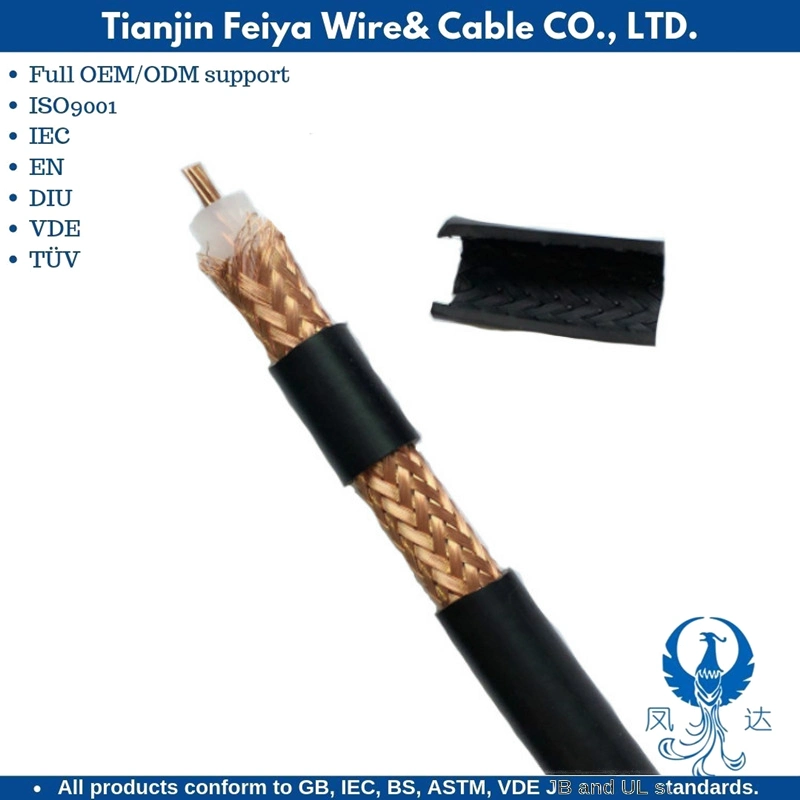 Ligne de transmission électrique pour réseau informatique des signaux de fréquence radio Sheild Câble de communication Câble coaxial RG11