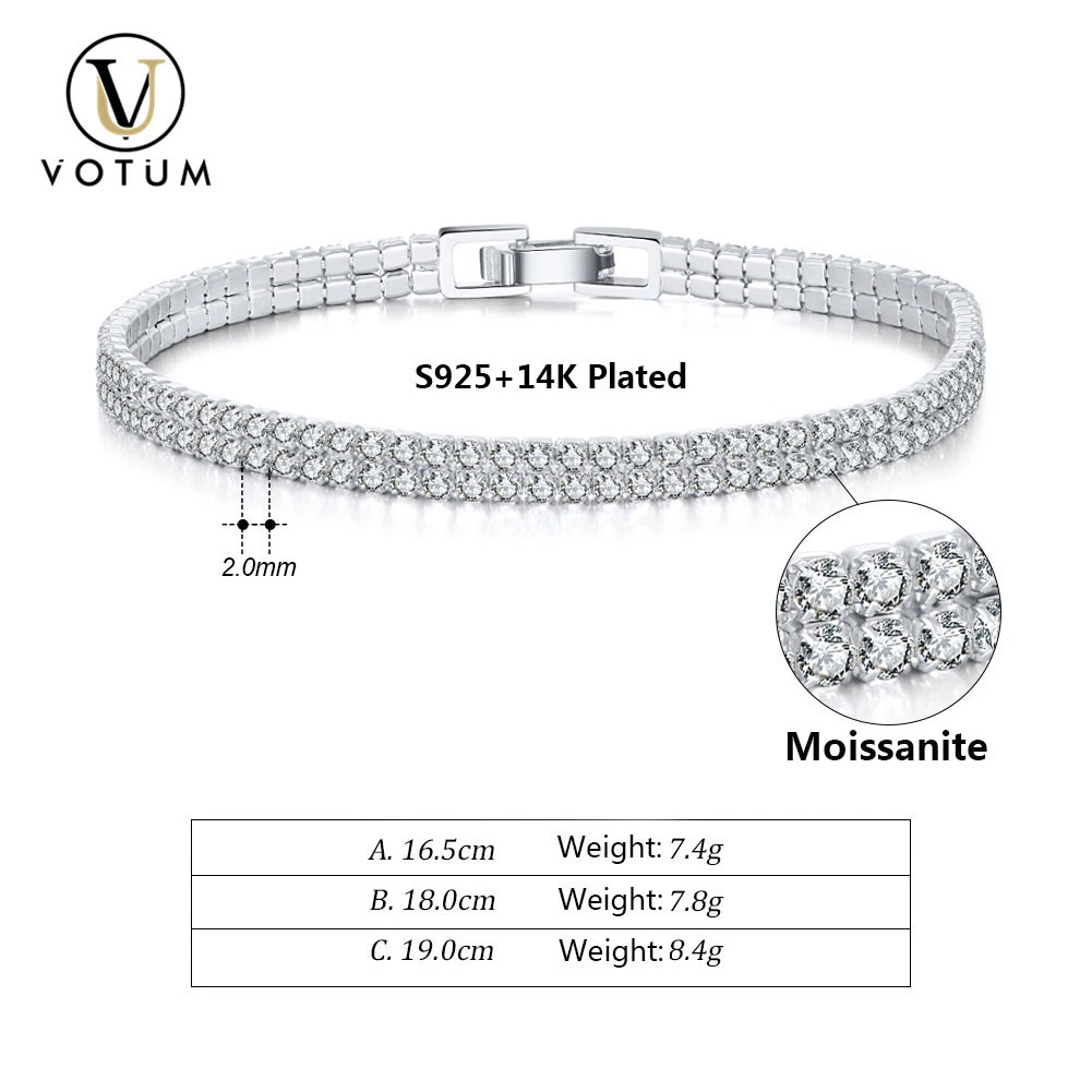 Votum OEM Gold Plated Moissanite Tennis Bracelet with S925 Sterling Silver Custom Chain Diamond Jewelry