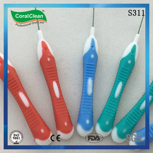 "1" de la fábrica de alambre recubierta de forma me cepillo interdental cerdas DuPont SS S M L