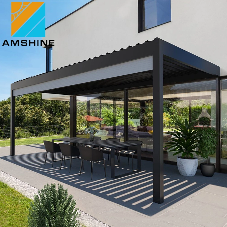 Toldo Parasol eléctrica moderna al aire libre de persiana ajustable cenadores techo mobiliario de jardín patio, cubierta de aluminio bioclimática pérgola cubierta para piscina