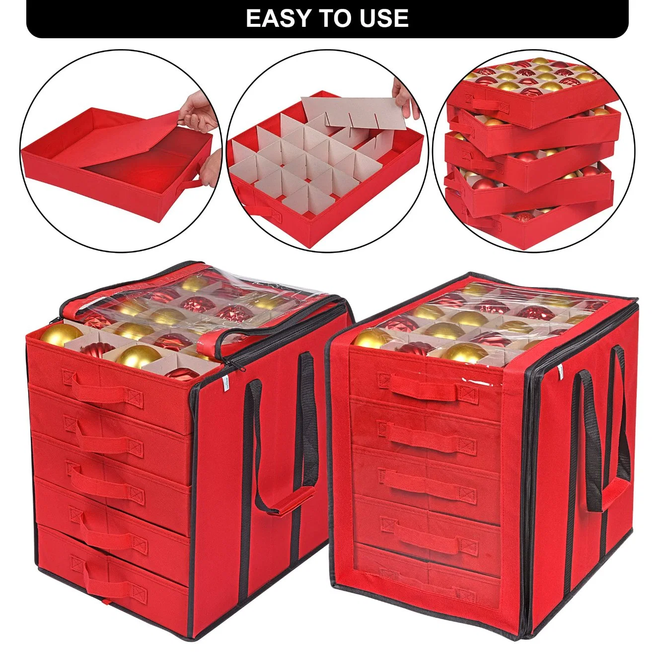 Christmas Ornament Storage Boxes Holder Keeps 100 Holiday Ornaments Durable Storage Box