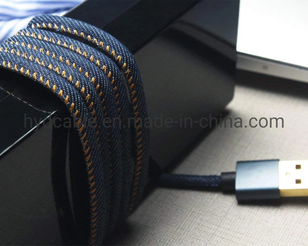 Accesorios para teléfonos móviles de tela vaquera USB carga de datos cable Lightning para Tipo C