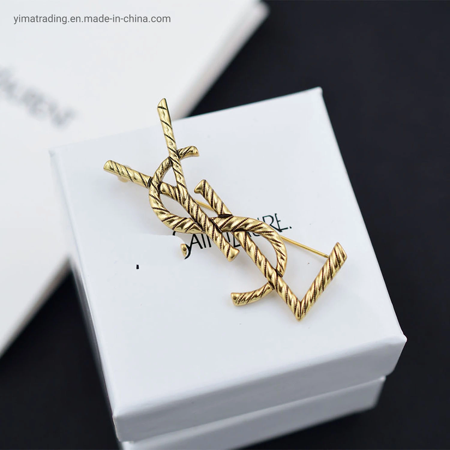 Wholesale/Supplier Replica Jewelry Luxury Brooches with Y-SL Logo Mosaic Gold Titanium 925 Sterling Silver of Women Designer Jewelry