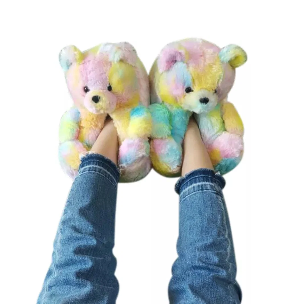 New Arrival Drop Shipping Kids Fur Slides One Size Free Size Children Sandals Outfit Furry Teddy Bear Slippers Shoes