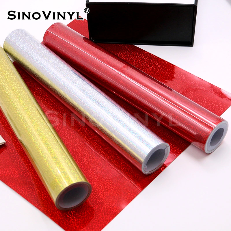 SINOVINYL High quality/High cost performance  Holographic Saprkle Dots Red Cellphone Decor DIY Adhesive Vinyl for Cutting Plotter