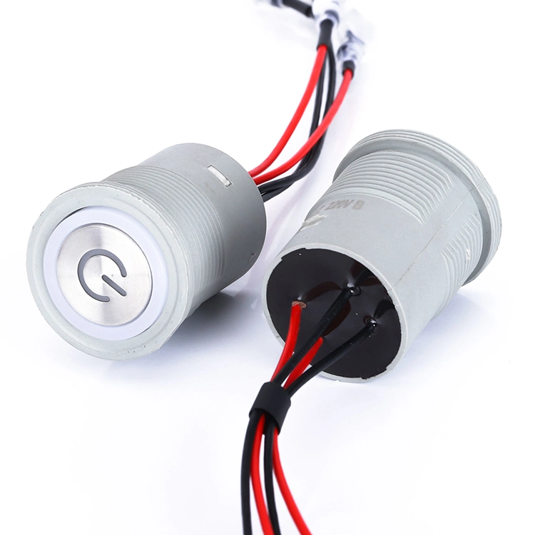 New Arrival 30mm Plastic Body 4 Wire with Male Plug Switch Power Logo with Ring Light LED Momentary Push Button Switch