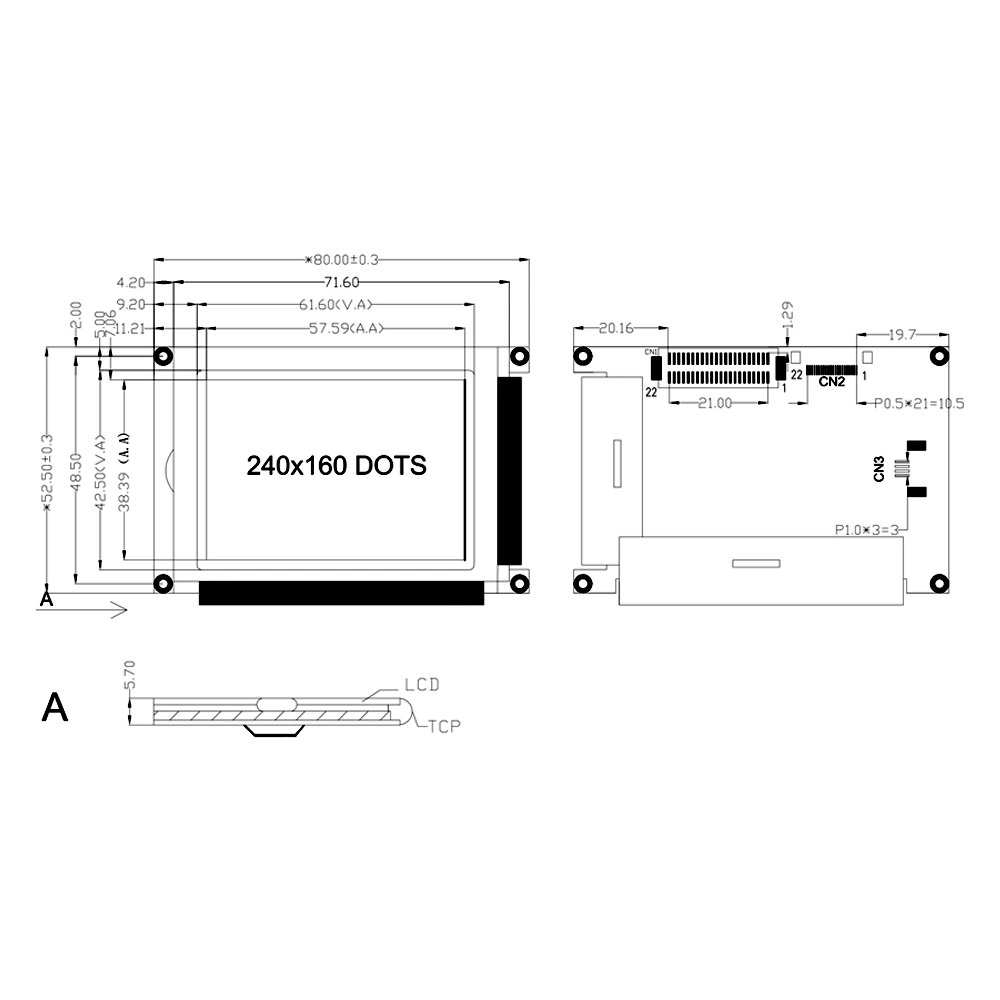 240X160 Dots Graphic Ra8822 Control Intelligent LCD Display Module