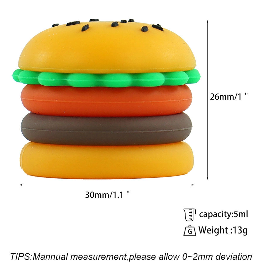 5ml Hamburger Jar Non-Stick Food Grade Silicone Wax Containers 5ml Non Stick Wax Oil Multi Use Storage Jars