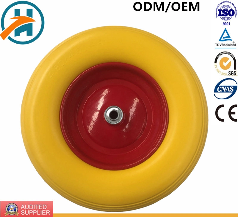 Colour PU Wheel with Steel /Plastic Rim (16*4.00-8)