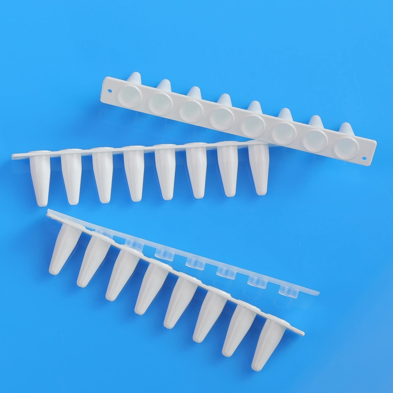 0,2ml 8 PCR Test de tubos de plástico consumibles para laboratorio médico