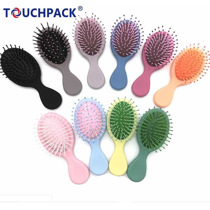 Hot Sale Rubber Handle Plastic Cushion Detangling Wet and Dry Hair Brush